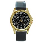 Background Graphic Abstract Pattern Round Gold Metal Watch
