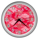 Background Peace Doodles Graphic Wall Clock (Silver)