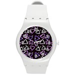 Abstract Background Graphic Pattern Round Plastic Sport Watch (M)