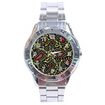 Background Graphic Art Stainless Steel Analogue Watch