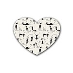 Pattern Cats Black Feline Kitten Rubber Coaster (Heart)