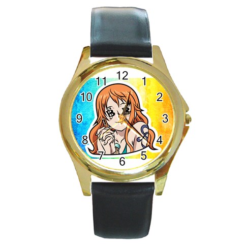 Nami Lovers Money Round Gold Metal Watch from UrbanLoad.com Front