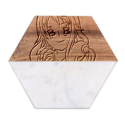 Nami Lovers Money Marble Wood Coaster (Hexagon)  from UrbanLoad.com Front
