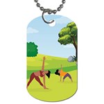 Mother And Daughter Yoga Art Celebrating Motherhood And Bond Between Mom And Daughter. Dog Tag (One Side)