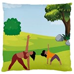 Mother And Daughter Yoga Art Celebrating Motherhood And Bond Between Mom And Daughter. Large Cushion Case (One Side)