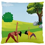 Mother And Daughter Yoga Art Celebrating Motherhood And Bond Between Mom And Daughter. Large Premium Plush Fleece Cushion Case (One Side)