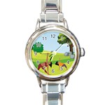 Mother And Daughter Y Round Italian Charm Watch