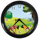 Mother And Daughter Y Wall Clock (Black)
