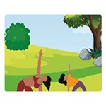 Mother And Daughter Yoga Art Celebrating Motherhood And Bond Between Mom And Daughter. One Side Premium Plush Fleece Blanket (Large)