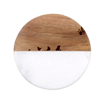 Mother And Daughter Yoga Art Celebrating Motherhood And Bond Between Mom And Daughter. Classic Marble Wood Coaster (Round) 