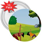 Large 3  Buttons (10 pack) 