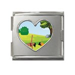 Mother And Daughter Yoga Art Celebrating Motherhood And Bond Between Mom And Daughter. Mega Link Heart Italian Charm (18mm)