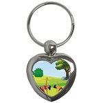 Mother And Daughter Yoga Art Celebrating Motherhood And Bond Between Mom And Daughter. Key Chain (Heart)