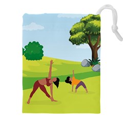 Mother And Daughter Yoga Art Celebrating Motherhood And Bond Between Mom And Daughter. Drawstring Pouch (5XL) from UrbanLoad.com Front