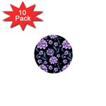 Elegant purple pink peonies in dark blue background 1  Mini Buttons (10 pack) 