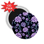 Elegant purple pink peonies in dark blue background 2.25  Magnets (100 pack) 