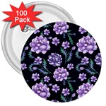 Elegant purple pink peonies in dark blue background 3  Buttons (100 pack) 