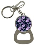 Elegant purple pink peonies in dark blue background Bottle Opener Key Chain