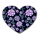 Elegant purple pink peonies in dark blue background Heart Mousepad