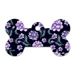 Elegant purple pink peonies in dark blue background Dog Tag Bone (Two Sides)
