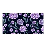 Elegant purple pink peonies in dark blue background Satin Wrap 35  x 70 