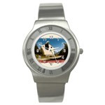  Us ventag eagles Travel Poster Graphic Style Redbleuwhite  Stainless Steel Watch