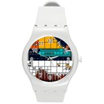 Abstract Statistics Rectangles Classification Round Plastic Sport Watch (M)
