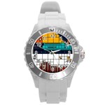 Abstract Statistics Rectangles Classification Round Plastic Sport Watch (L)