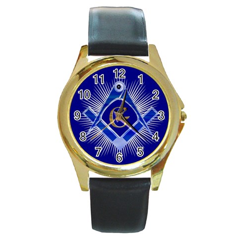 SCsunburst_12 Round Gold Metal Watch from UrbanLoad.com Front