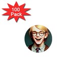 Schooboy With Glasses 1  Mini Magnets (100 pack) 