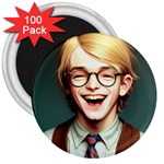 Schooboy With Glasses 3  Magnets (100 pack)