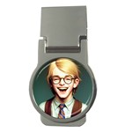 Schooboy With Glasses Money Clips (Round) 
