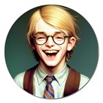 Schooboy With Glasses Magnet 5  (Round)