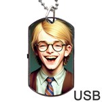 Schooboy With Glasses Dog Tag USB Flash (Two Sides)