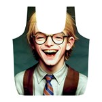 Schooboy With Glasses Full Print Recycle Bag (L)