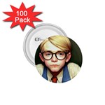 Schooboy With Glasses 2 1.75  Buttons (100 pack) 