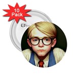 Schooboy With Glasses 2 2.25  Buttons (10 pack) 