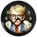 Schooboy With Glasses 2 Wall Clock (Black)