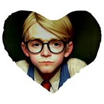 Schooboy With Glasses 2 Large 19  Premium Flano Heart Shape Cushions
