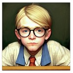 Schooboy With Glasses 2 Square Satin Scarf (36  x 36 )