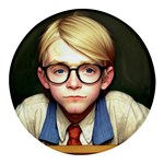 Schooboy With Glasses 2 Round Glass Fridge Magnet (4 pack)