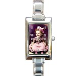 Cute Adorable Victorian Gothic Girl 17 Rectangle Italian Charm Watch