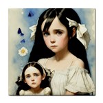 Victorian Girl With Long Black Hair And Doll Tile Coaster