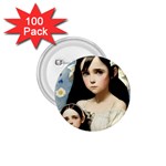 Victorian Girl With Long Black Hair And Doll 1.75  Buttons (100 pack) 