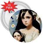 Victorian Girl With Long Black Hair And Doll 3  Buttons (10 pack) 