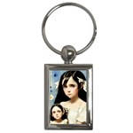 Victorian Girl With Long Black Hair And Doll Key Chain (Rectangle)
