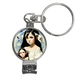 Victorian Girl With Long Black Hair And Doll Nail Clippers Key Chain