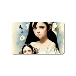 Victorian Girl With Long Black Hair And Doll Magnet (Name Card)