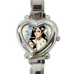 Victorian Girl With Long Black Hair And Doll Heart Italian Charm Watch