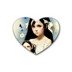 Victorian Girl With Long Black Hair And Doll Rubber Coaster (Heart)